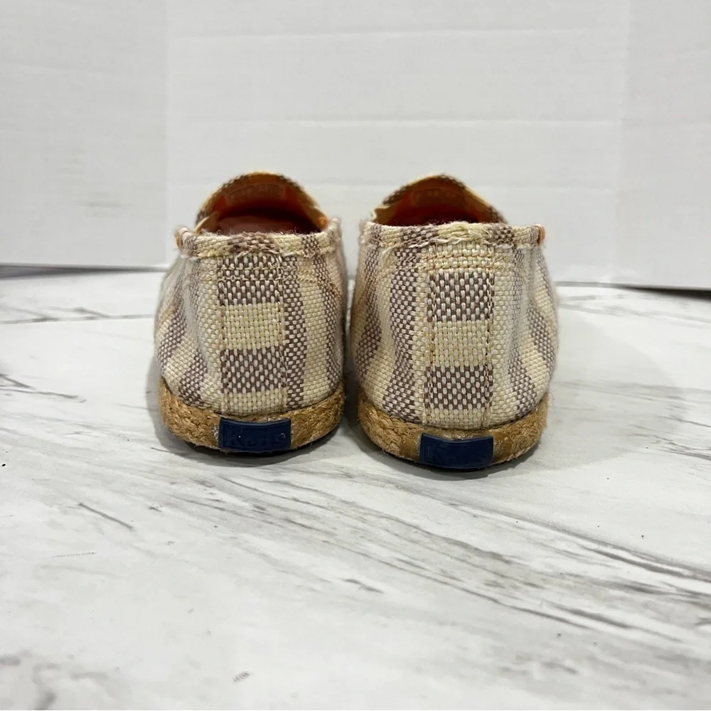 Keds Size 8  Espadrille Slip On Canvas Flats Slides Loafers Striped Tan Cream